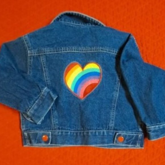 Rainbow Heart Jean Jacket - Picture 1 of 4
